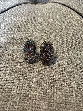 Kendra Scott Ellie Silver Stud Earrings in Multi-Color Drusy